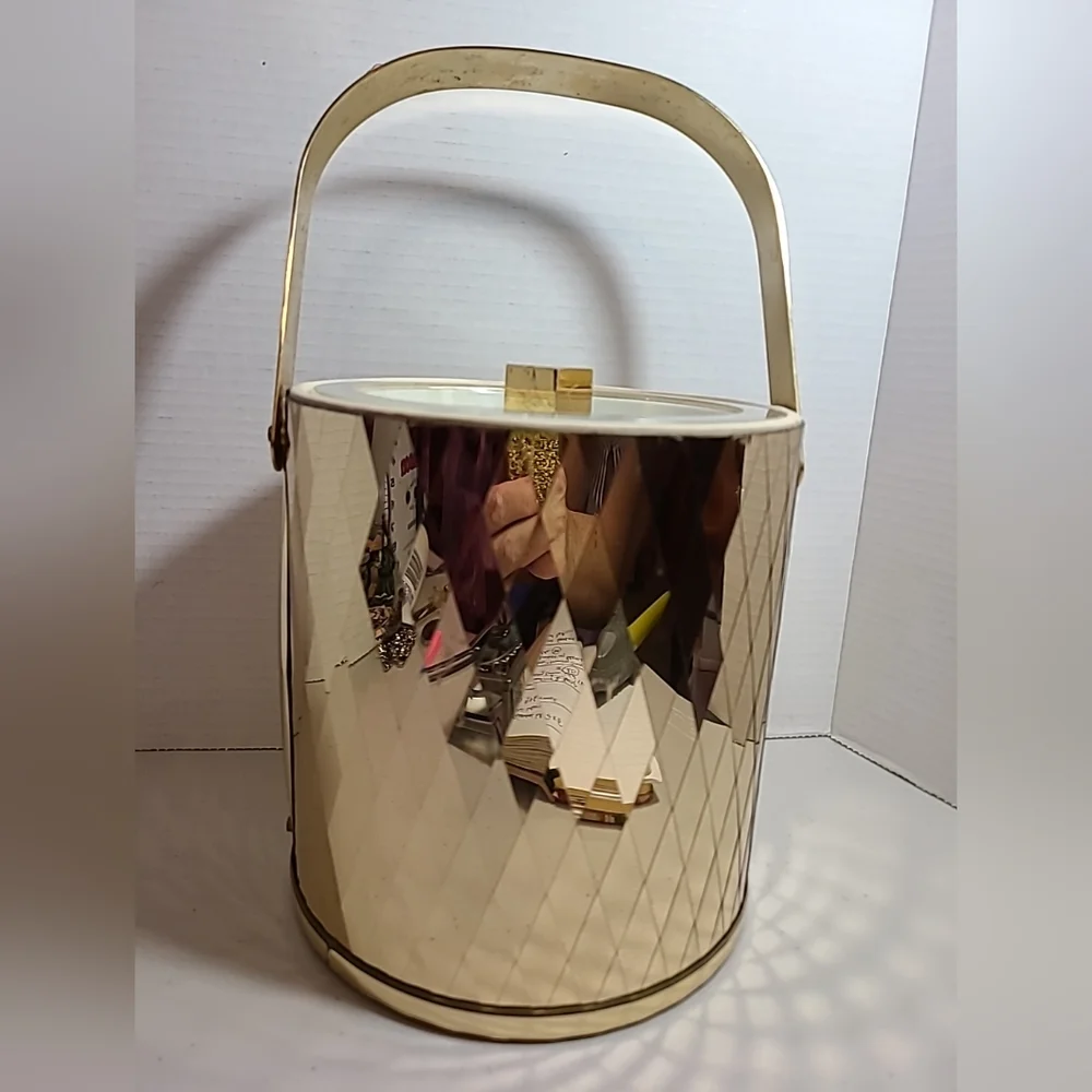 VTG Ice Bucket Georges Briard Gold Diamond Pattern